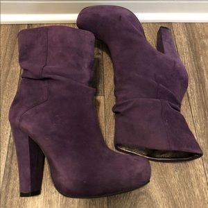 Plum Colored Suede Boots Size 8.5